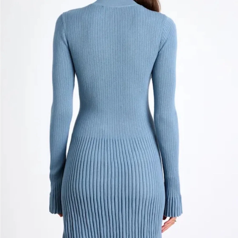 Lulu's Slate Blue Ribbed Mini Dress - Picture 3 of 5